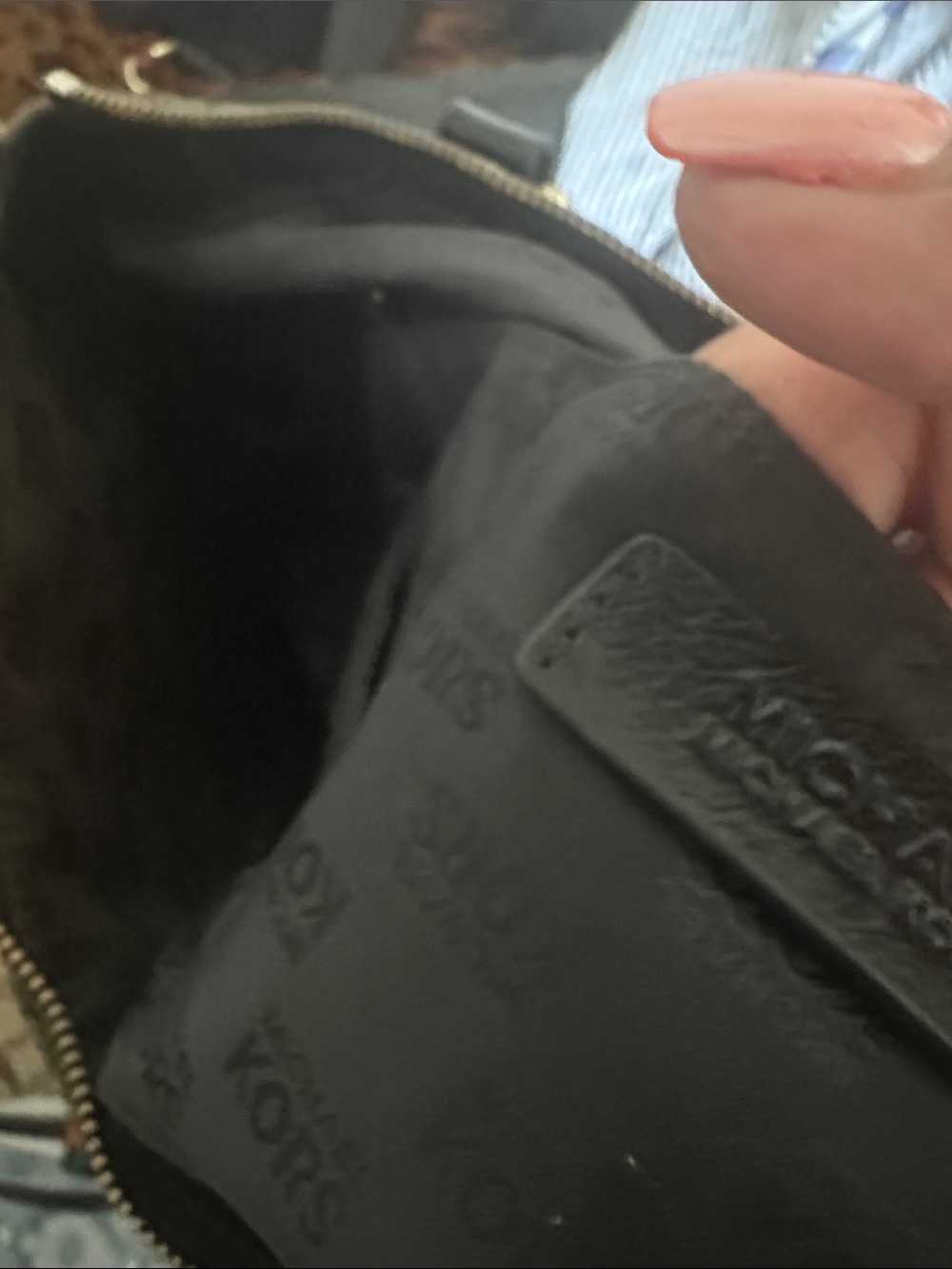 Michael Kors Beige and Black Studded Logo Tote - Picture 5 of 6